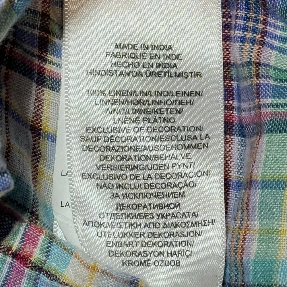 Polo Ralph Lauren Classic Fit 100% Linen Plaid Shirt Mens Xl